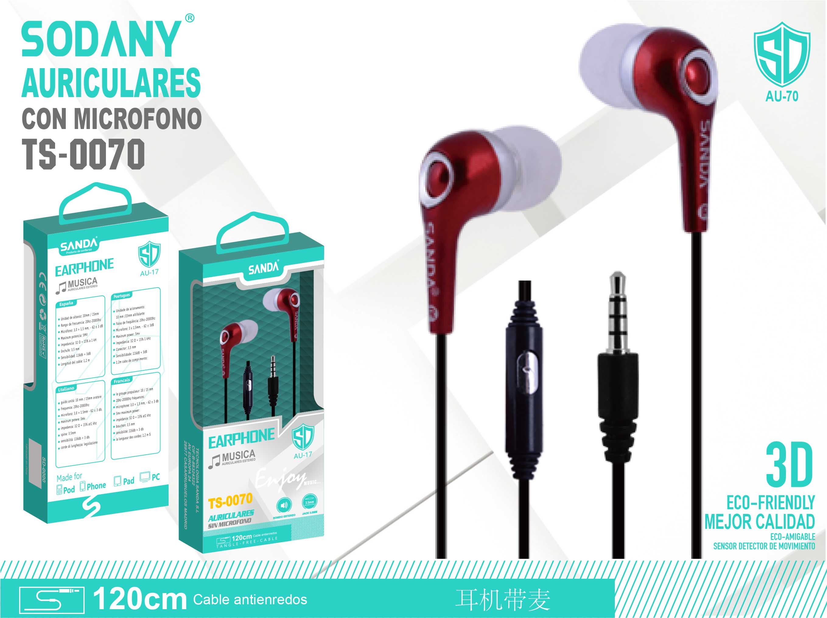 Auriculares con micrófono TS-0070