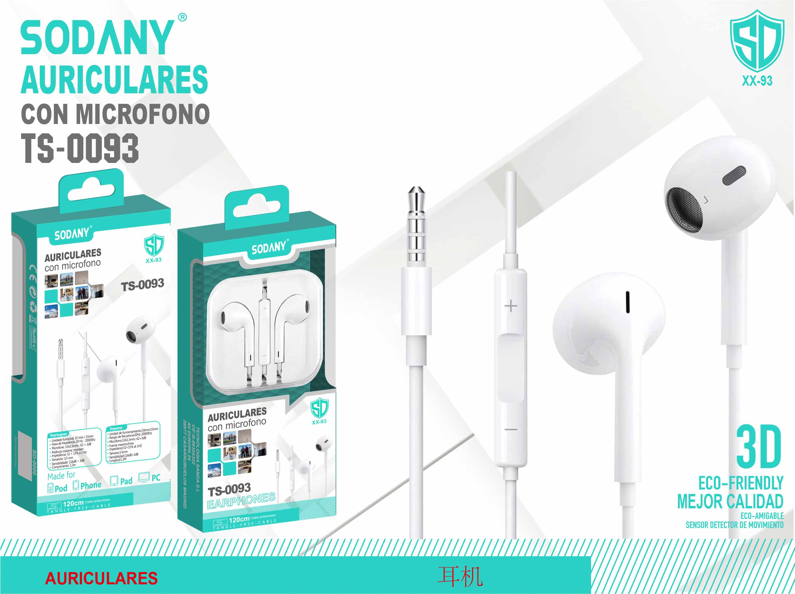 Auriculares con micrófono TS-0093