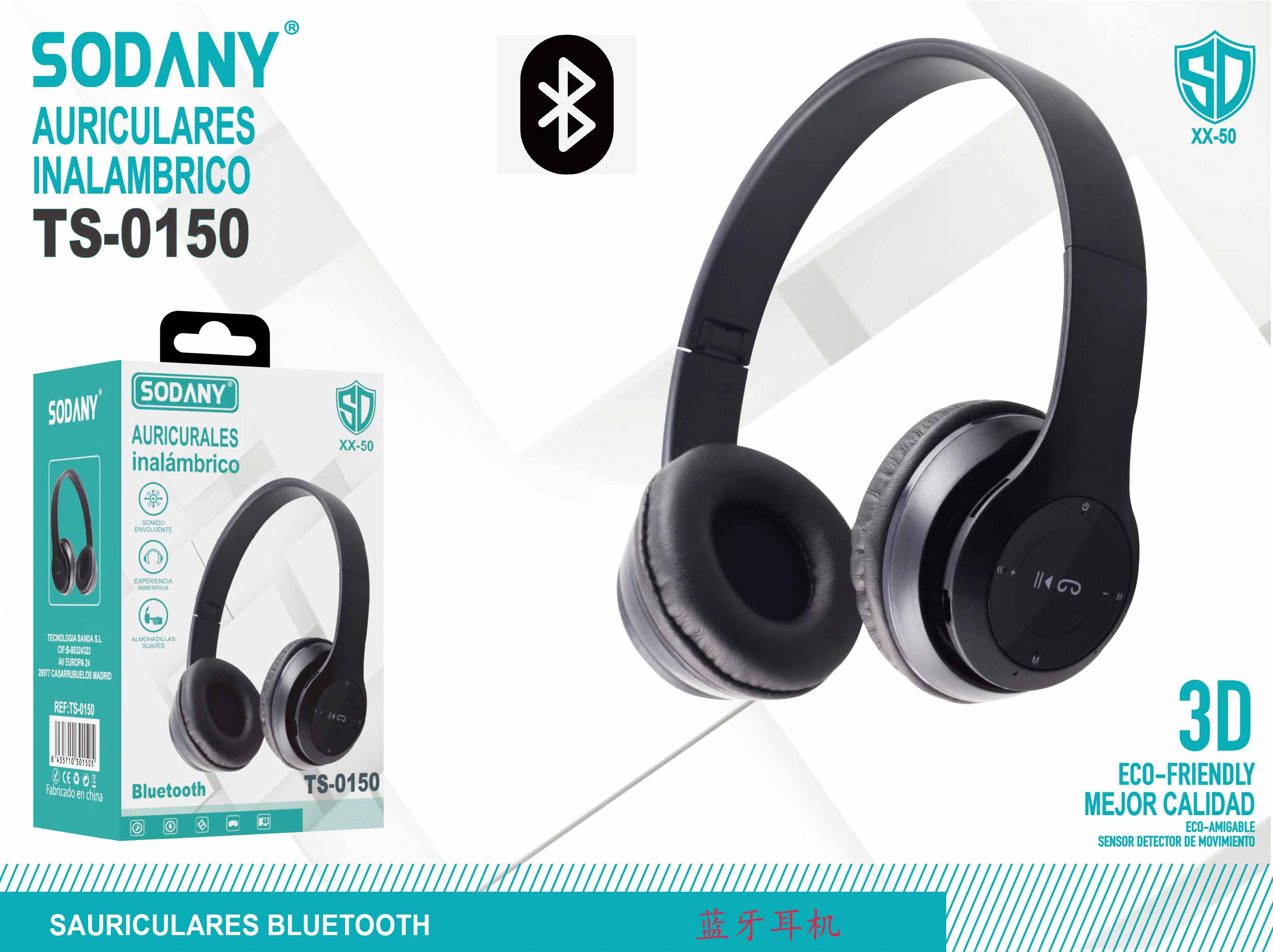 Auriculares Diadema Bluetooth TS-0150