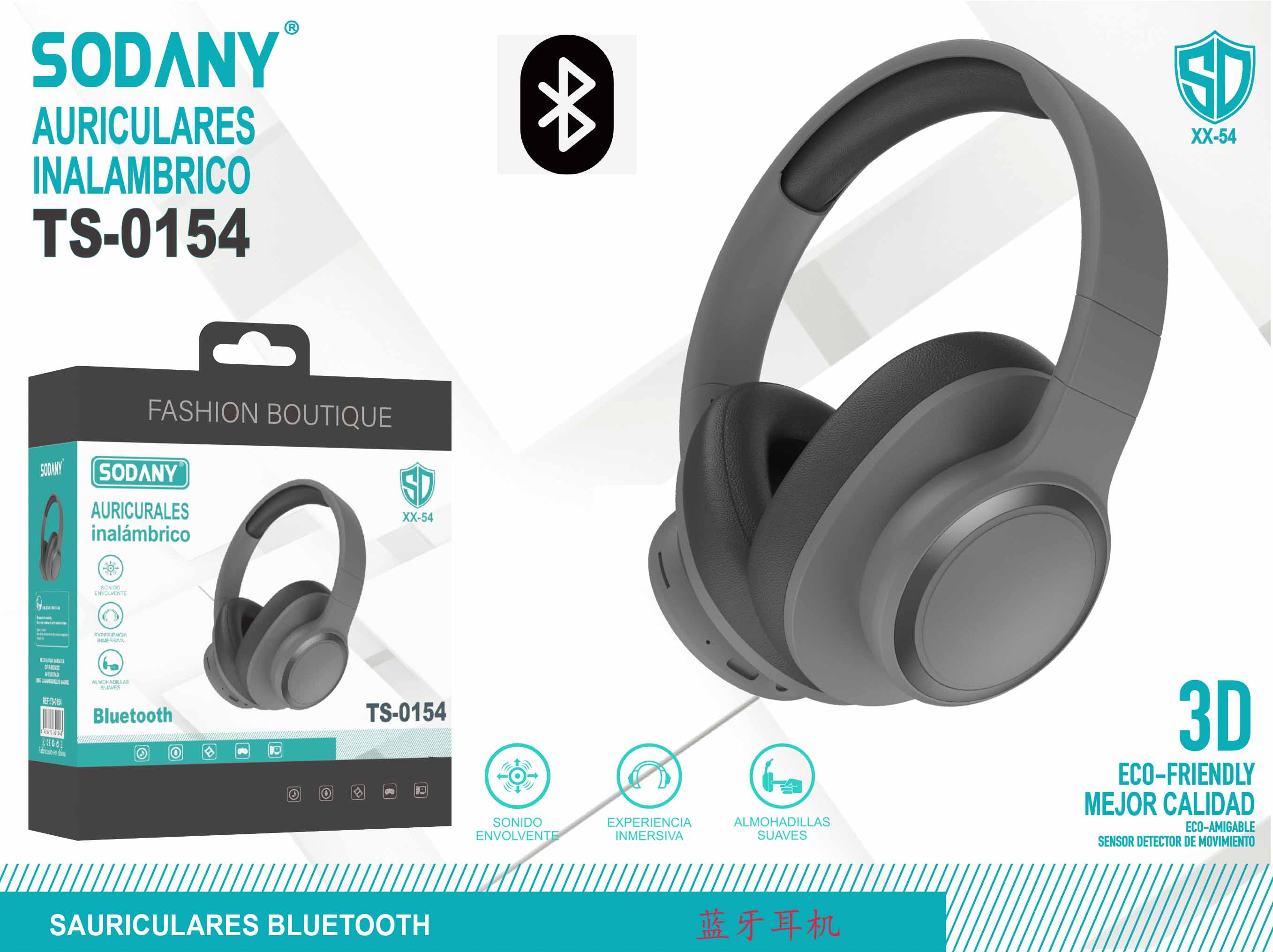 Auriculares Diadema Bluetooth TS-0154