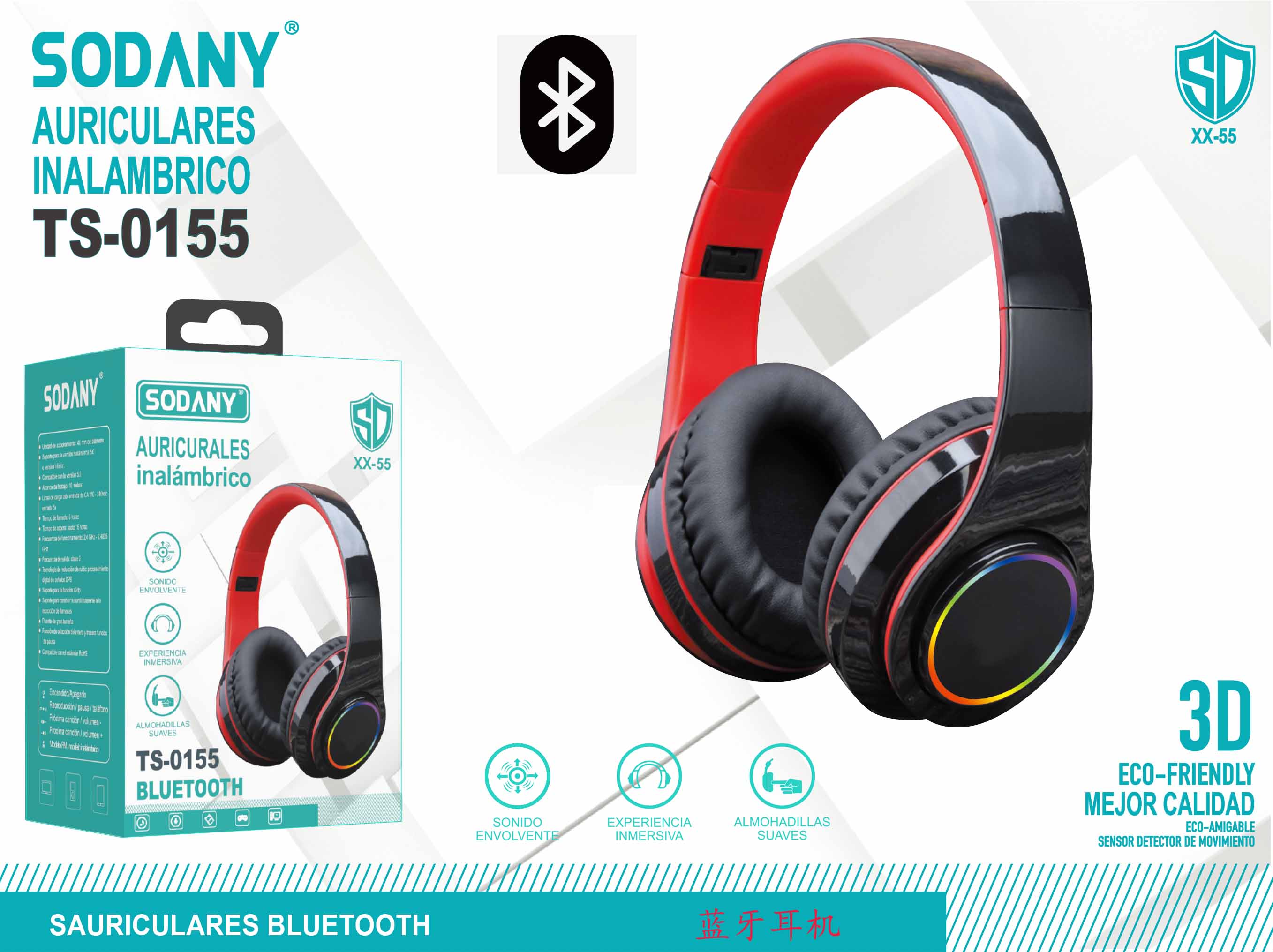 Auriculares Diadema Bluetooth TS-0155