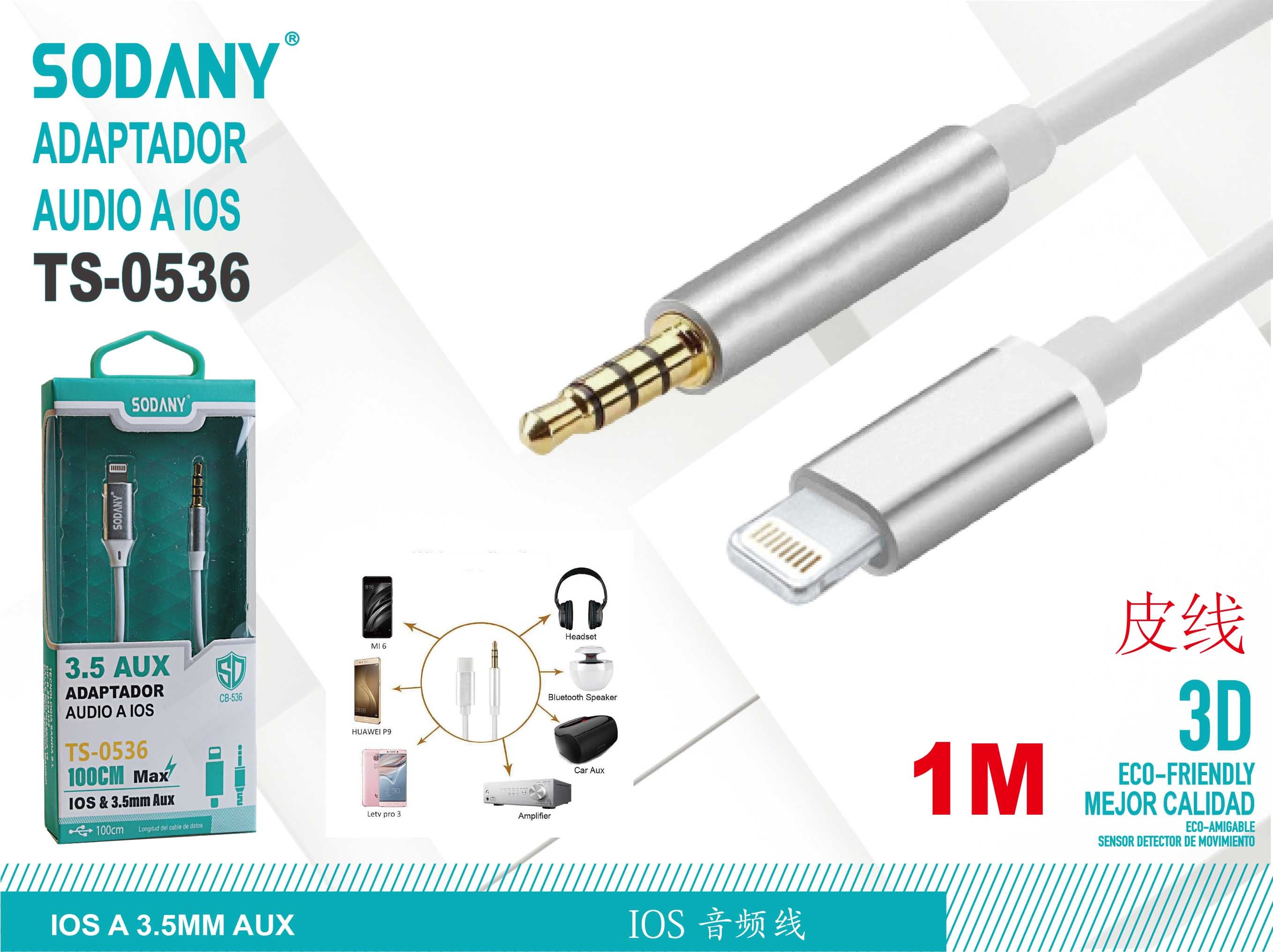 Adaptador Audio a iOS 1M - Sodany TS-0536