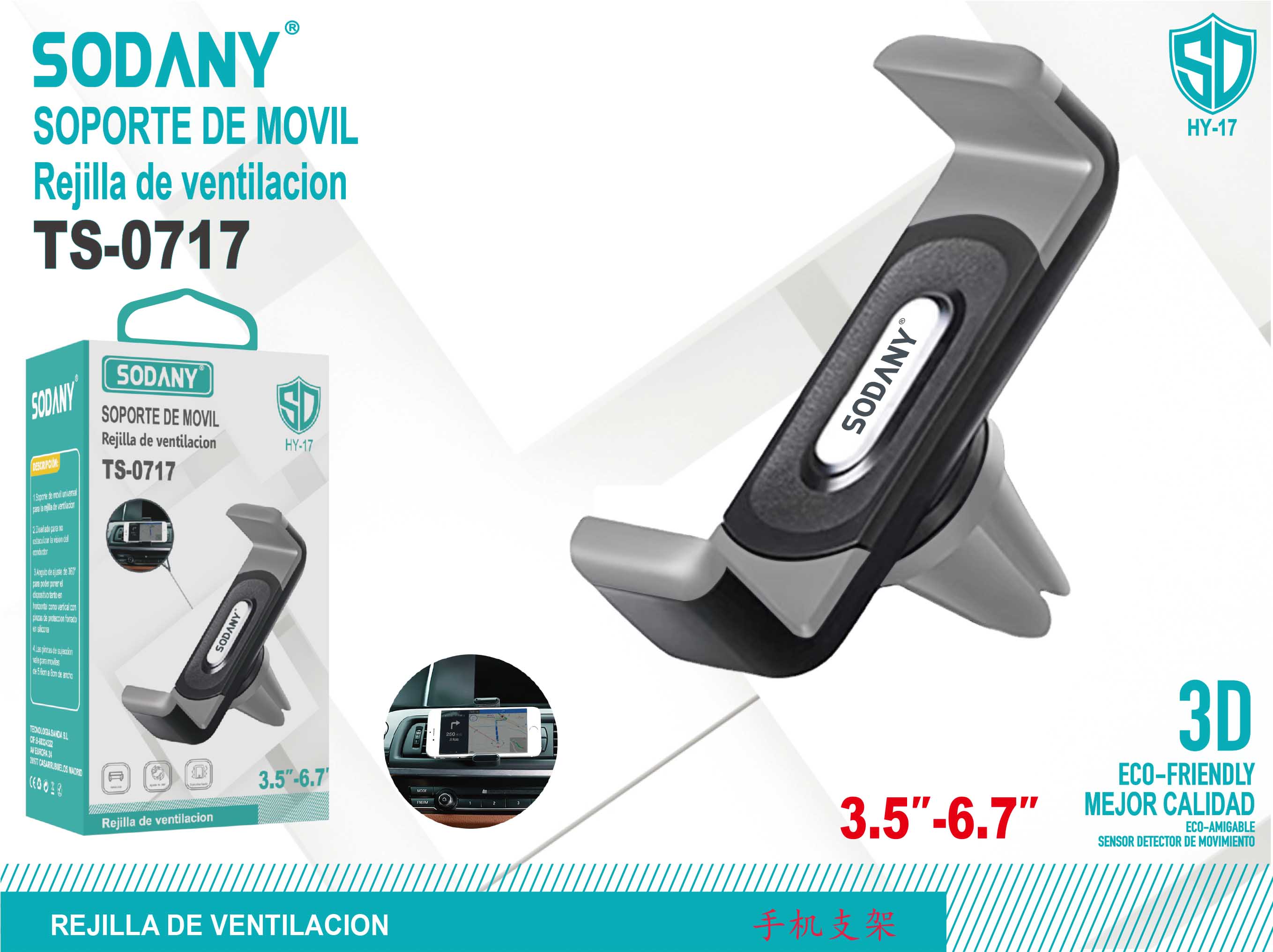 Soporte de Móvil para Coche - Rejilla de Ventilación TS-0717