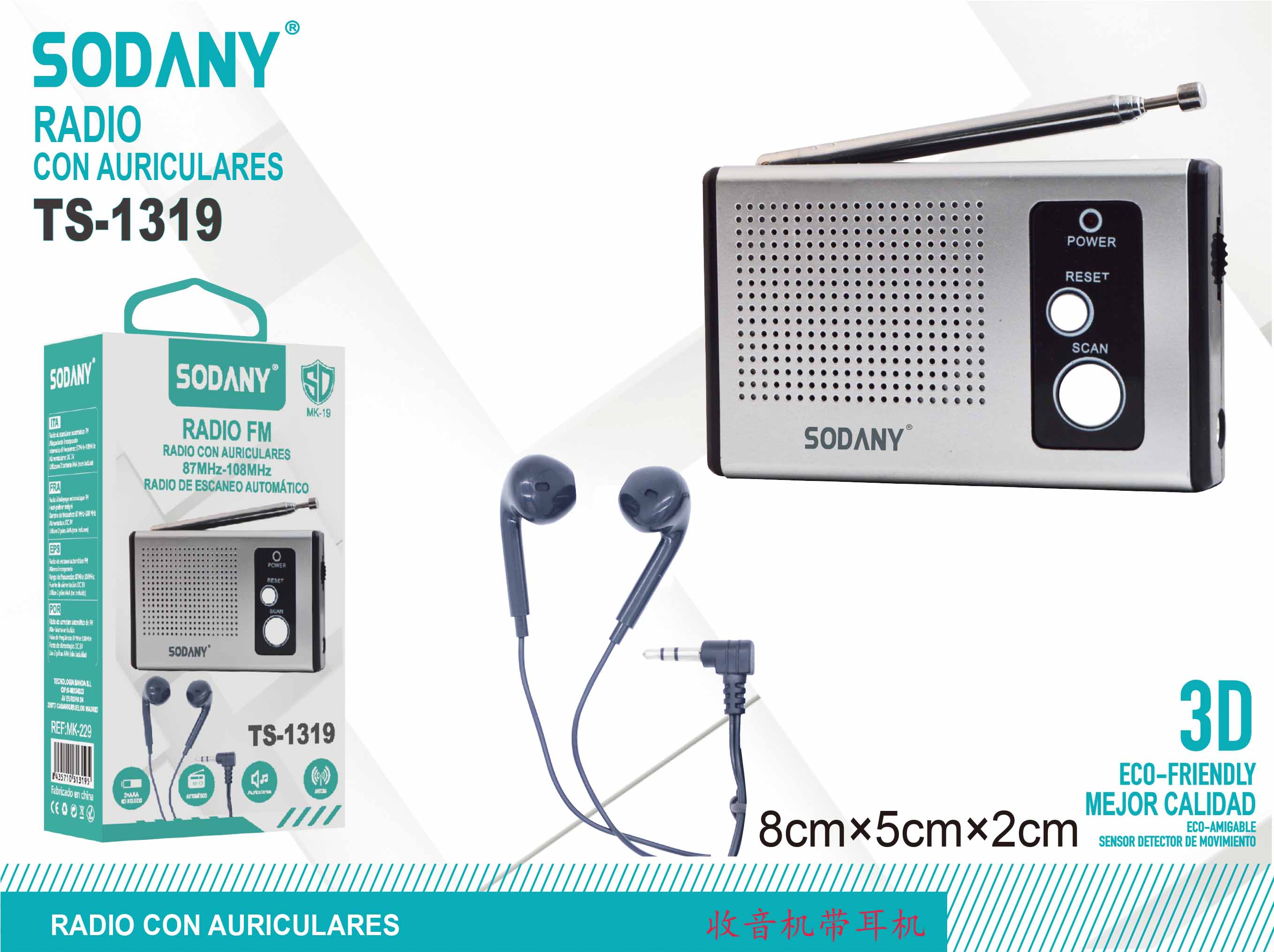 Radio con Auriculares - Sodany TS-1319