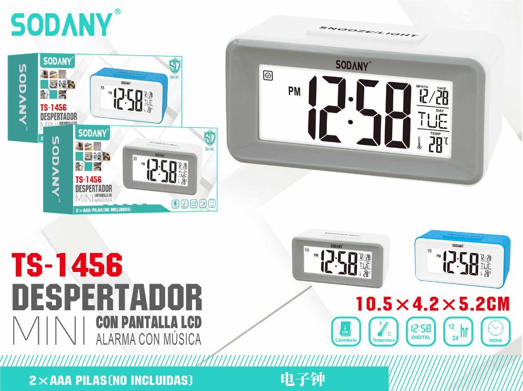 Despertador LCD Digital Blanco - Sodany TS-1456