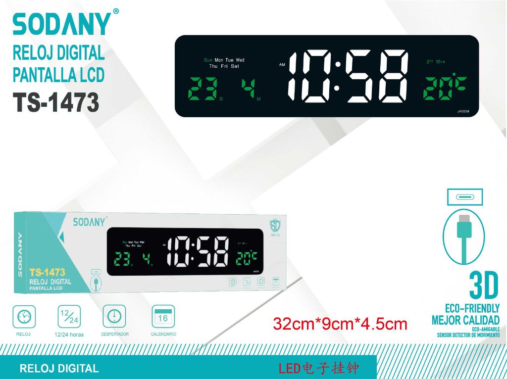 Reloj Digital con Pantalla LCD - Sodany TS-1473