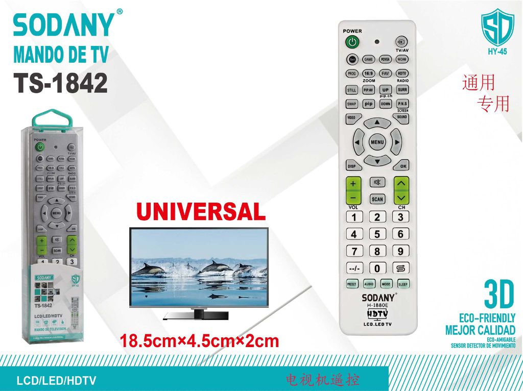 Mando de TV Universal Sodany TS-1842