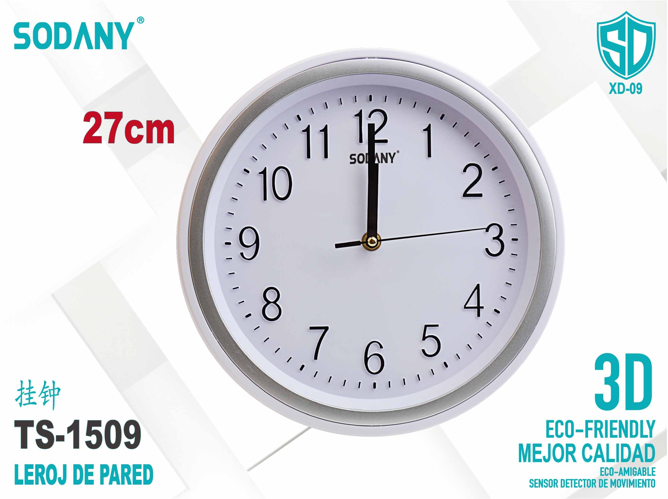 Reloj de Pared Redondo de 27 cm - Sodany TS-1509