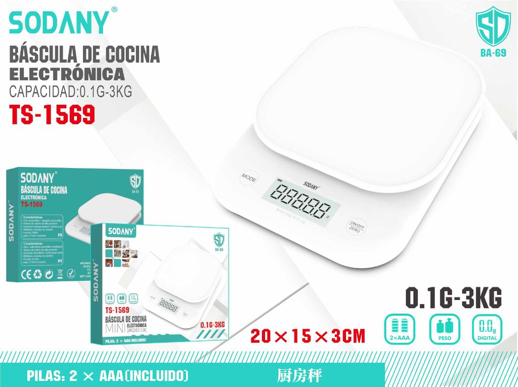 Báscula de Cocina Electrónica Sodany TS-1569