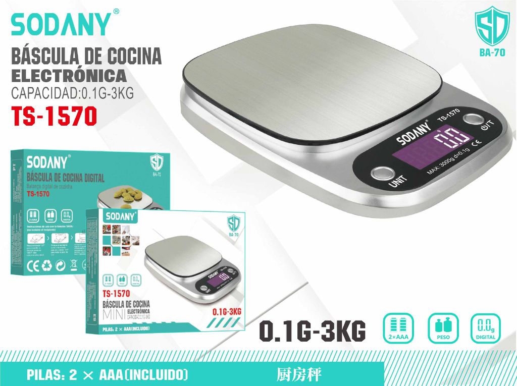 Báscula de Cocina Electrónica Sodany TS-1570