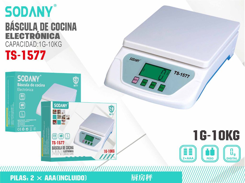 Báscula de Cocina Electrónica Sodany TS-1577