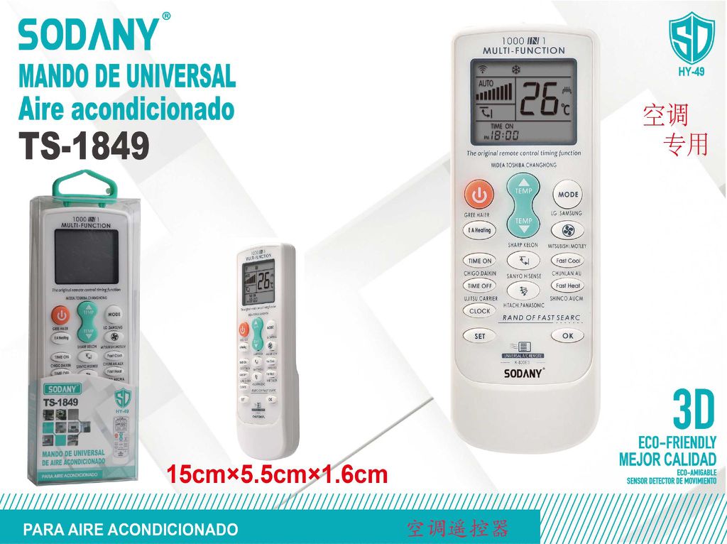 Sodany TS-1849 Mando Universal para Aire Acondicionado