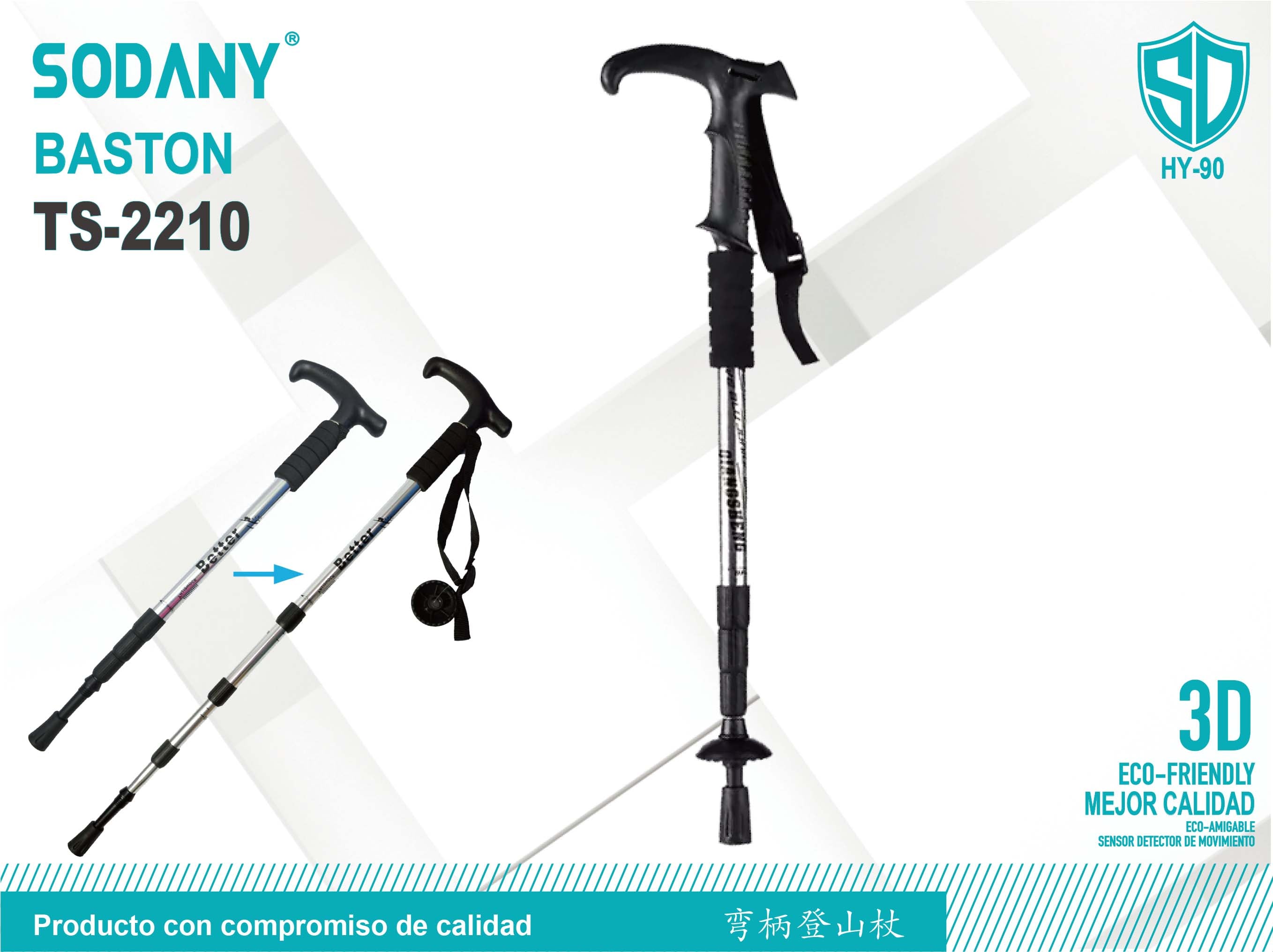 Sodany TS-2210 Bastón de Trekking Retráctil