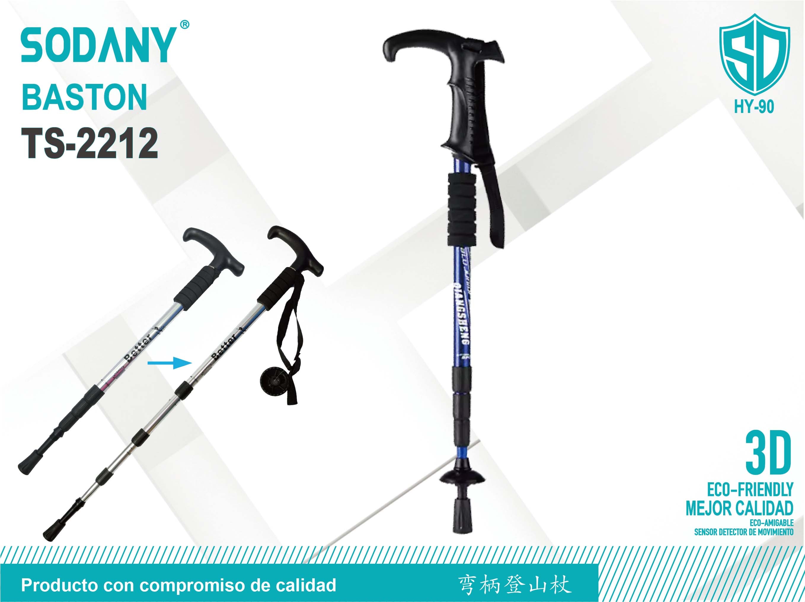 Sodany TS-2212 Bastón de Trekking Retráctil