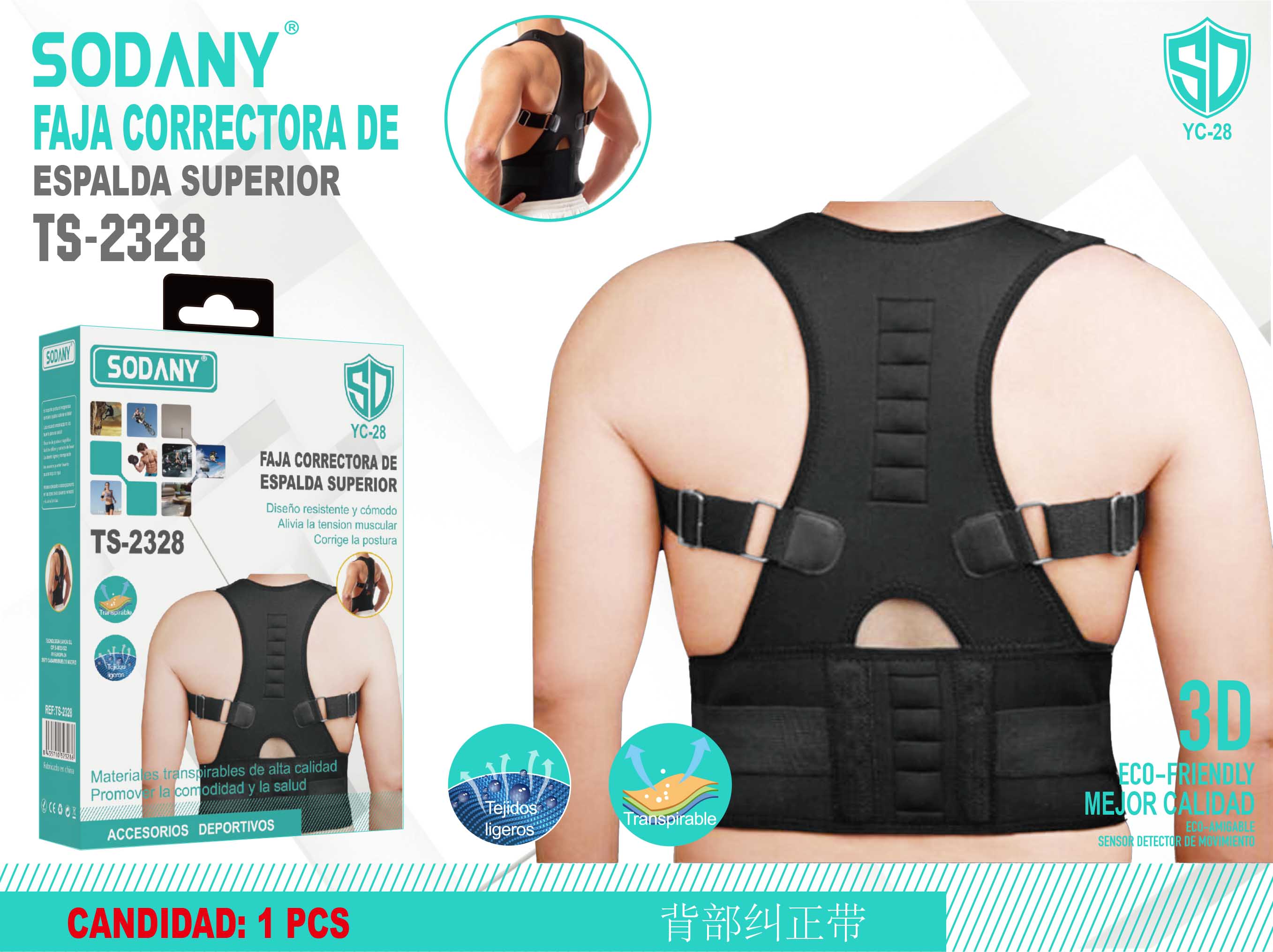 Sodany TS-2328 Faja de Soporte Postural para Espalda