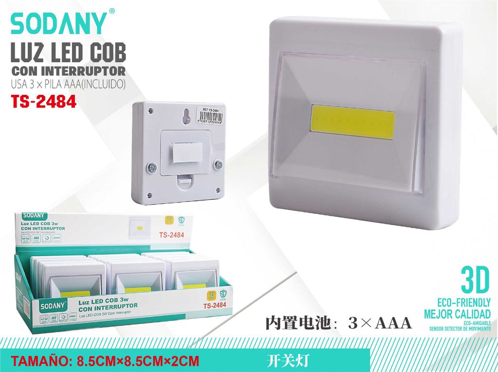 SODANY Luz LED COB con Interruptor TS-2484