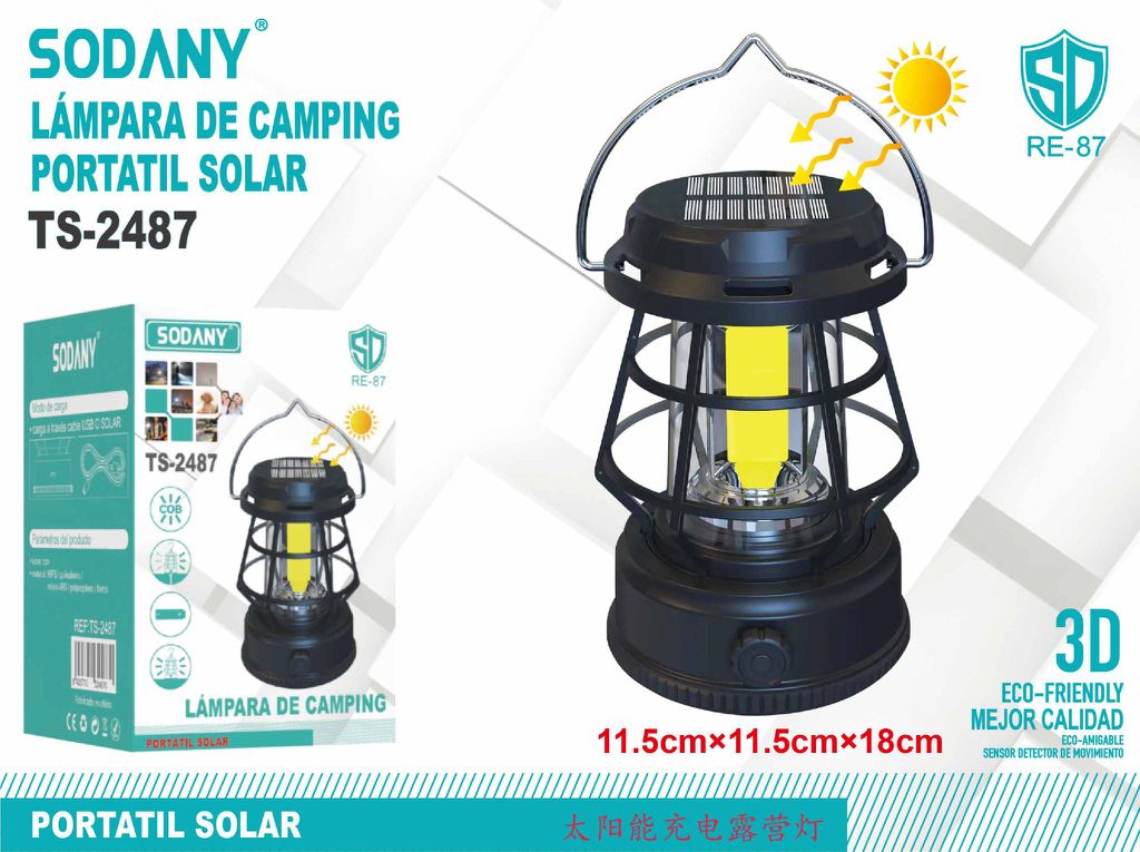 SODANY Lámpara de Camping Portátil Solar TS-2487