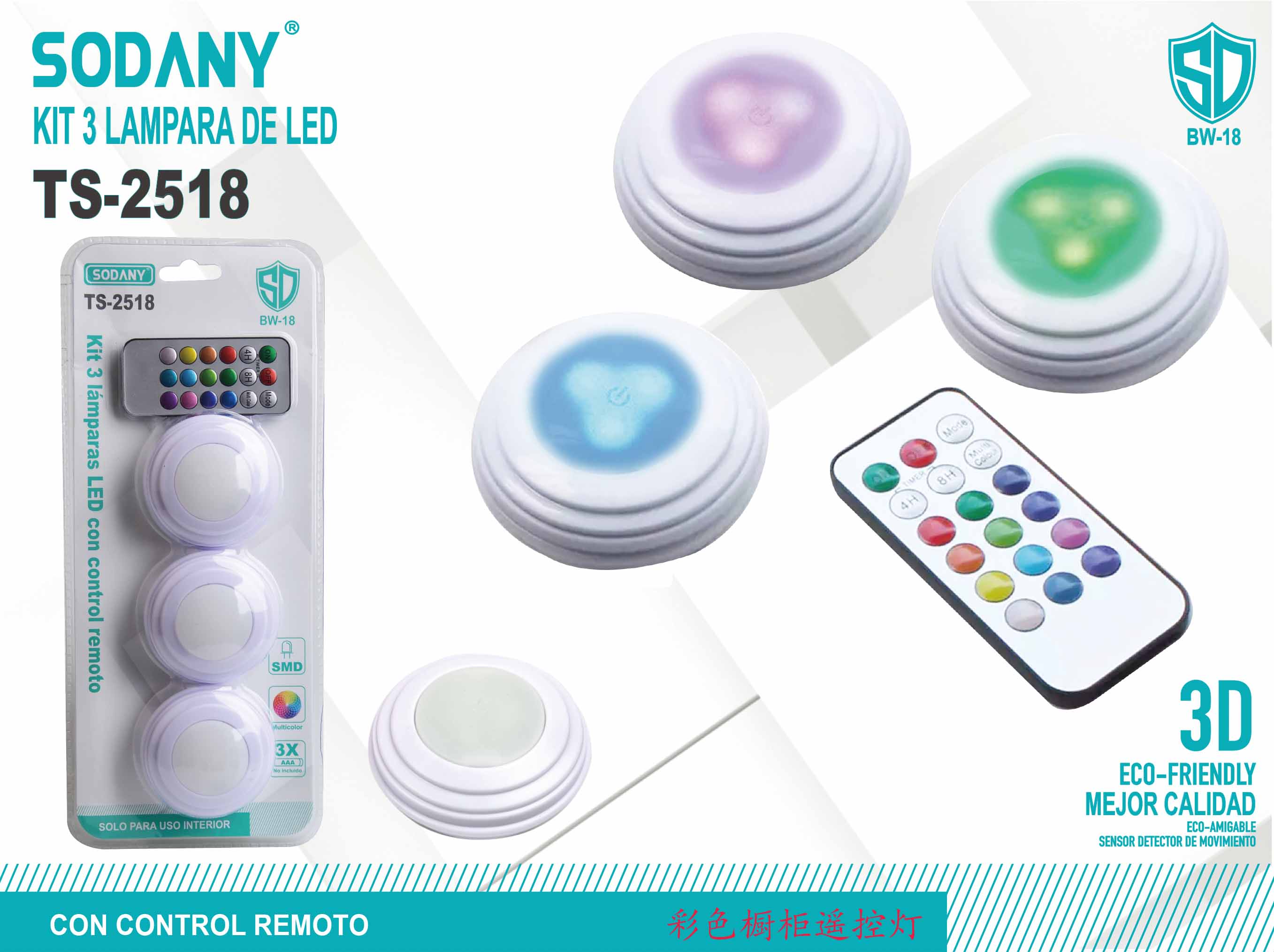 SODANY Kit 3 Lámpara de LED TS-2518