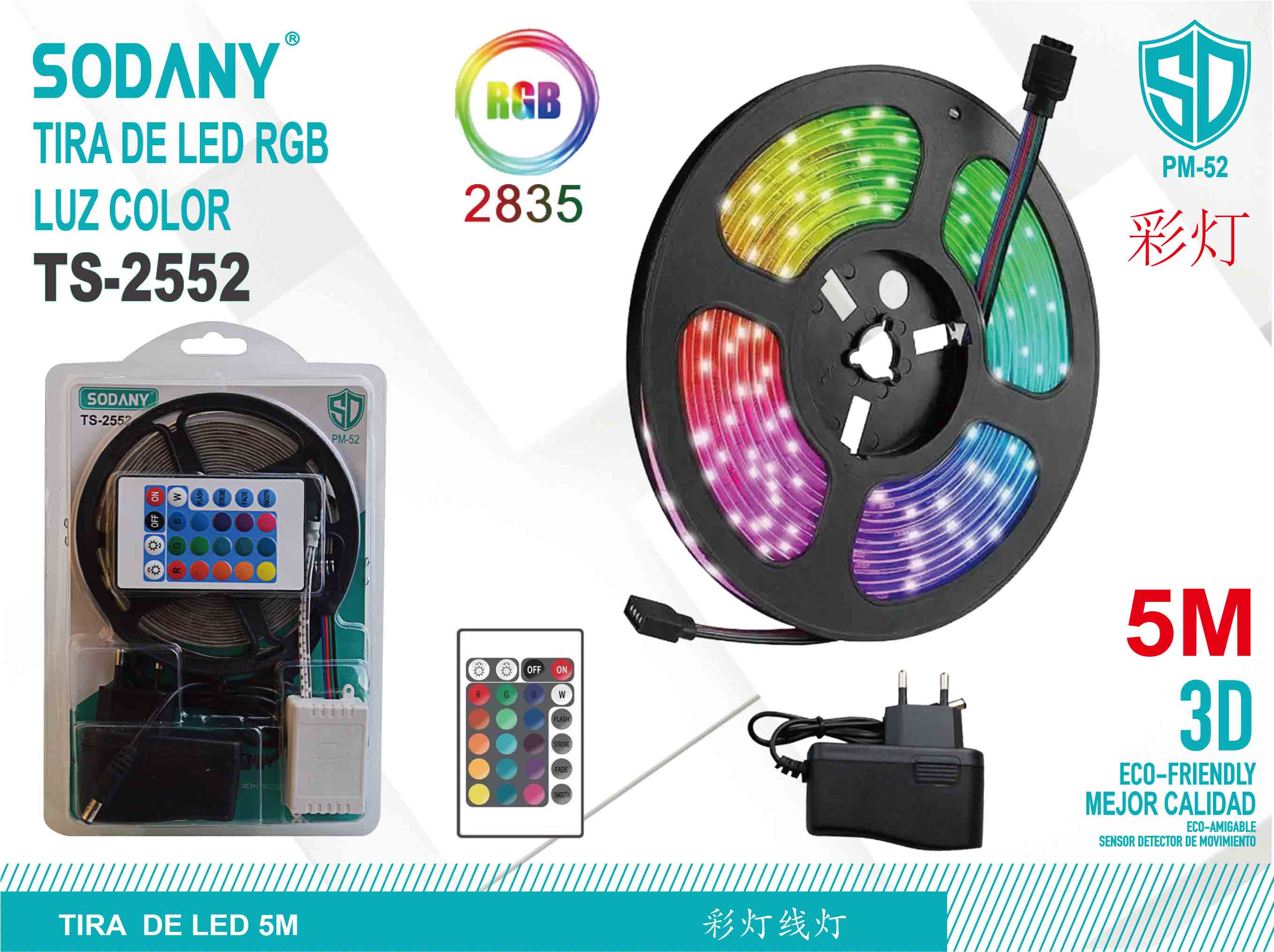 SODANY Tira de LED RGB 5M Color TS-2552