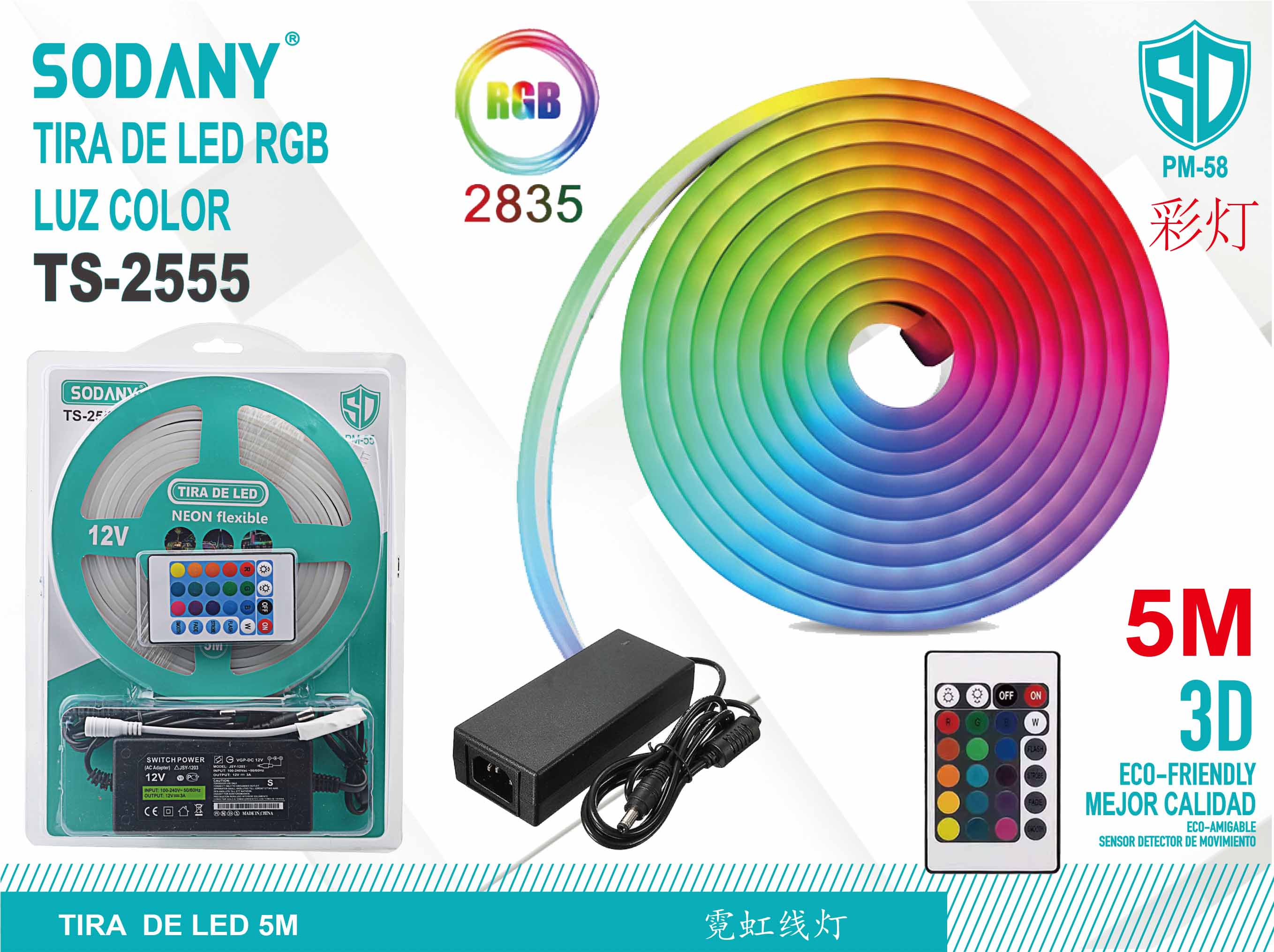 SODANY Tira de LED RGB Luz Color TS-2555