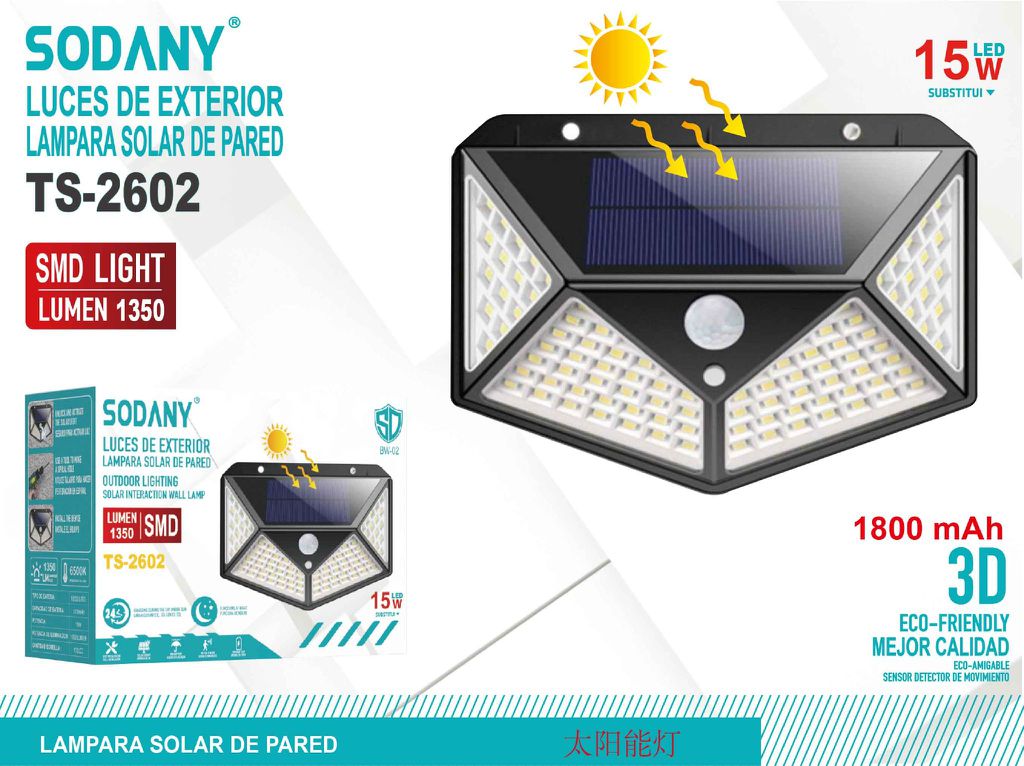 SODANY Lámpara Solar de Pared TS-2602