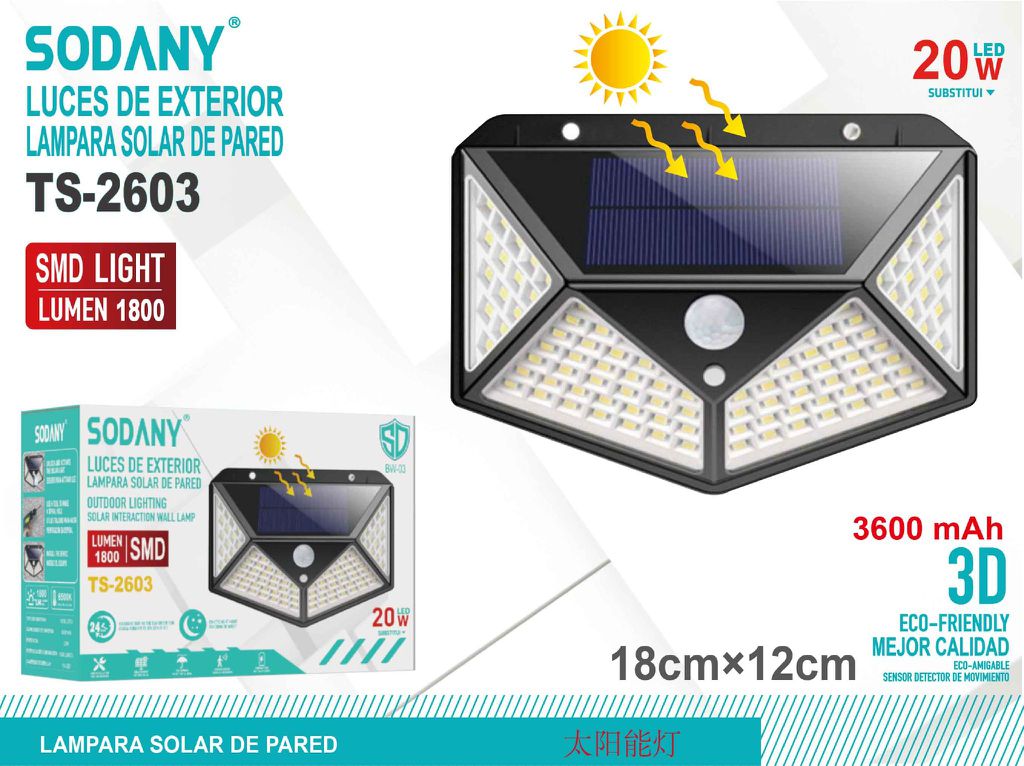 SODANY Lámpara Solar de Pared TS-2603