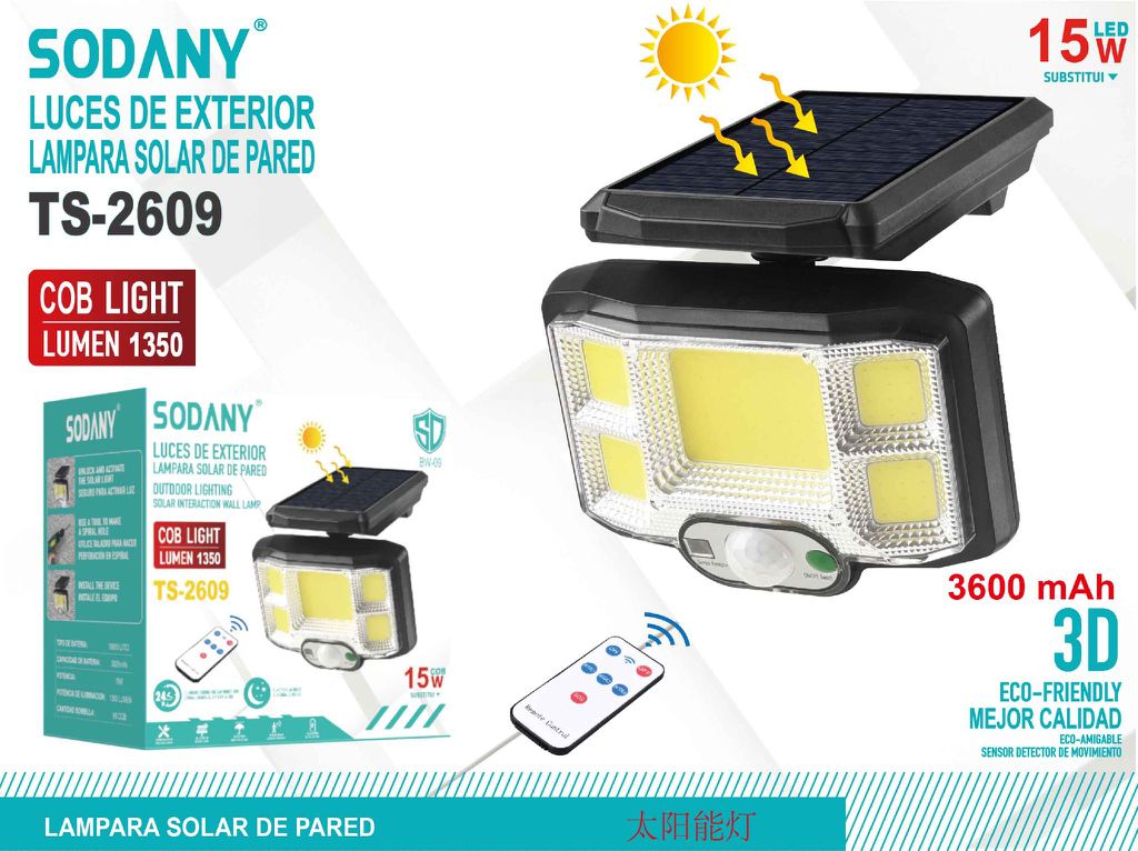 SODANY Lámpara Solar de Pared TS-2609