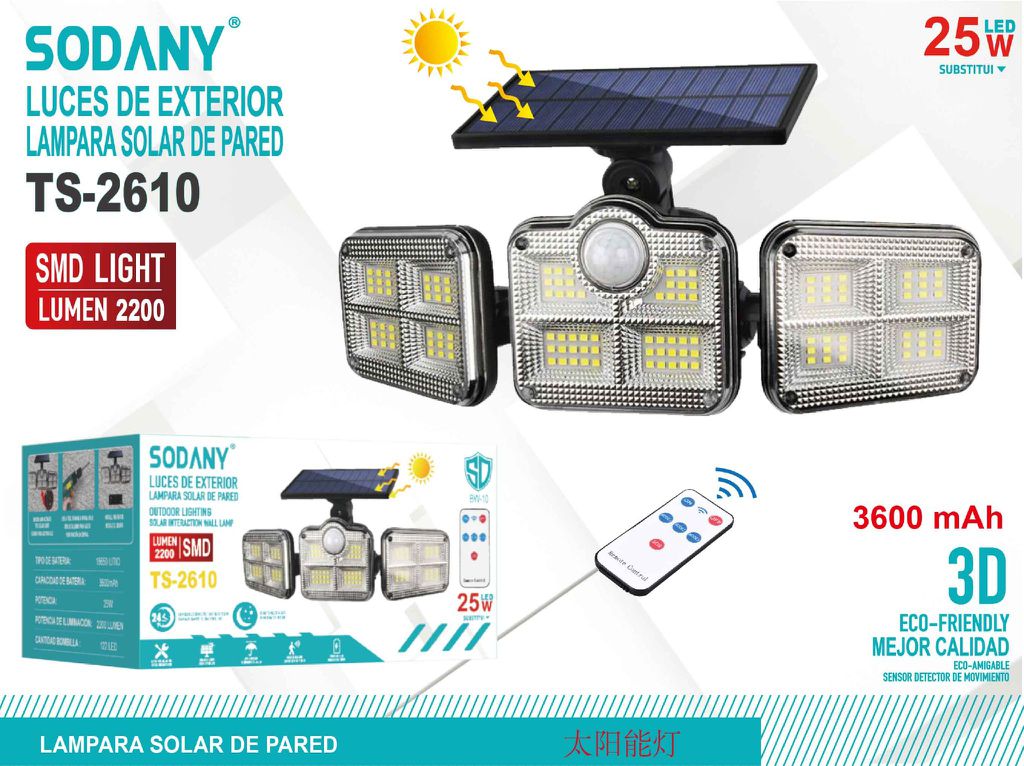 SODANY Lámpara Solar de Pared TS-2610