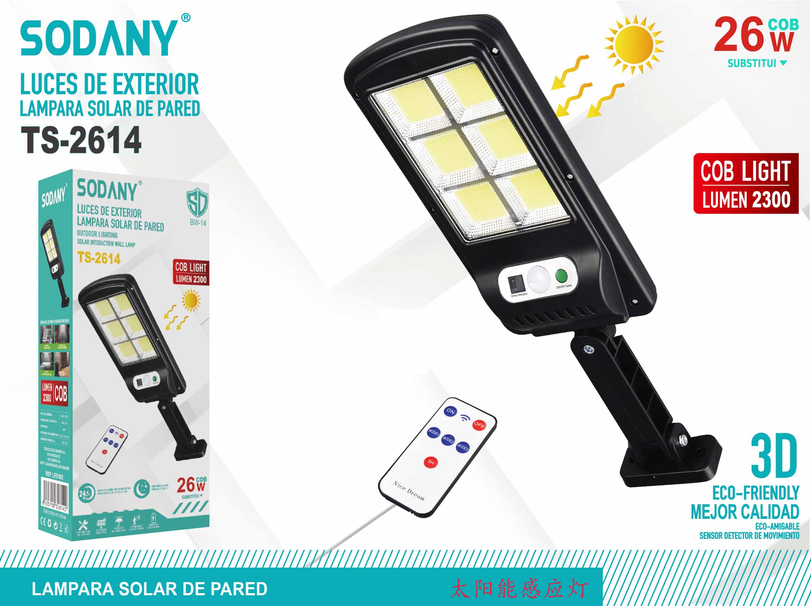 SODANY Lámpara Solar de Pared TS-2614