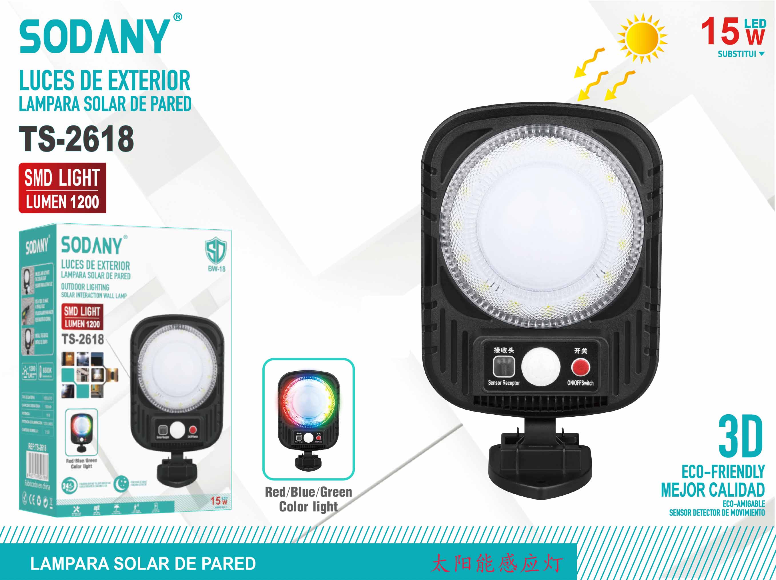 SODANY Lámpara Solar de Pared TS-2618