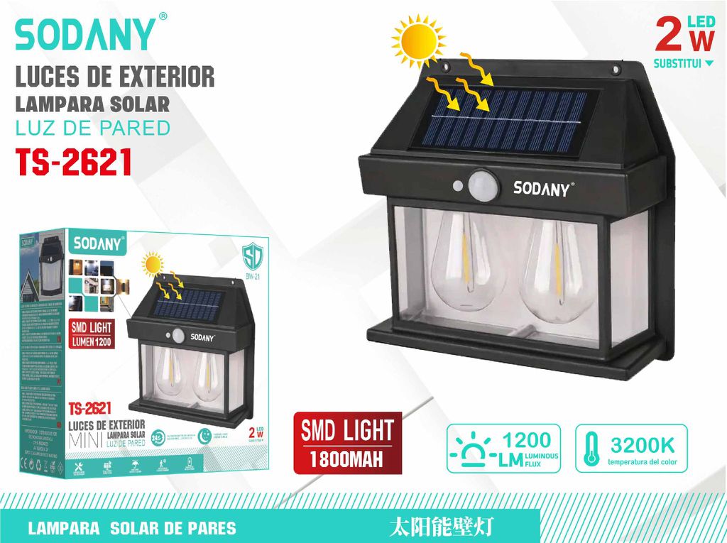 SODANY Lámpara Solar de Pared con Sensor TS-2621