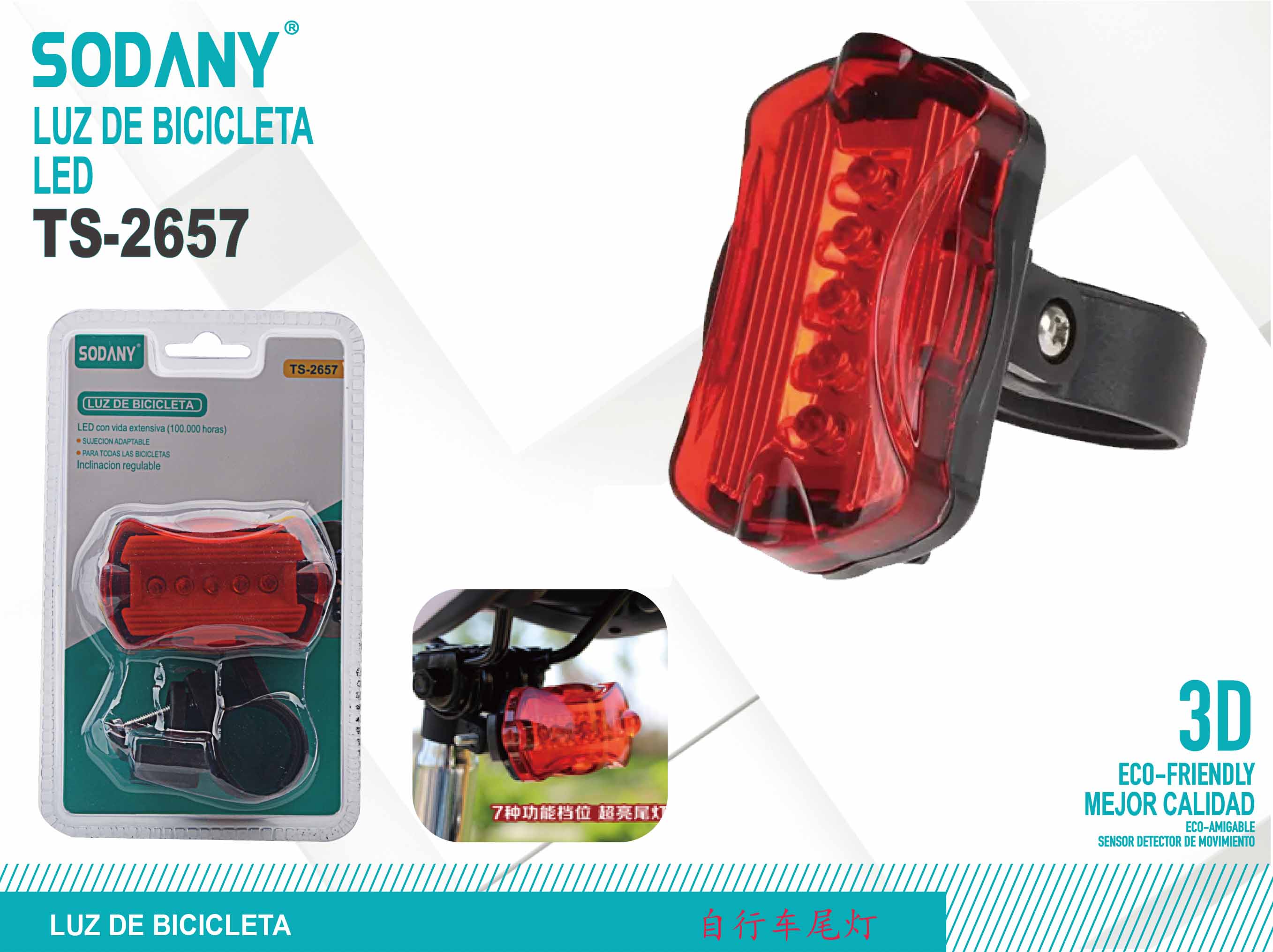 SODANY Luz de Bicicleta LED TS-2657