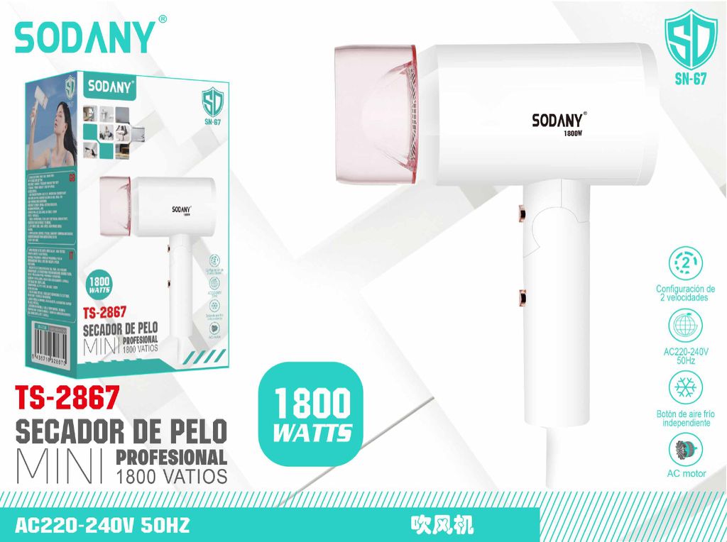 SODANY Secador de Pelo Mini Profesional TS-2867