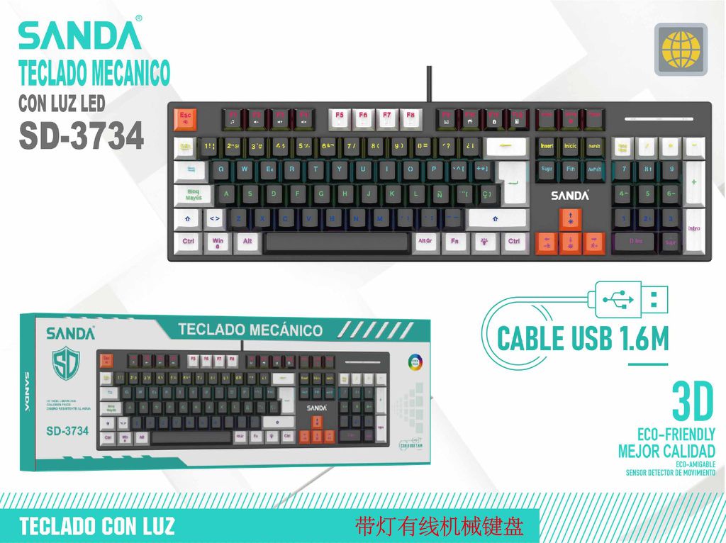 Teclado Mecánico con Luz LED - SD-3734