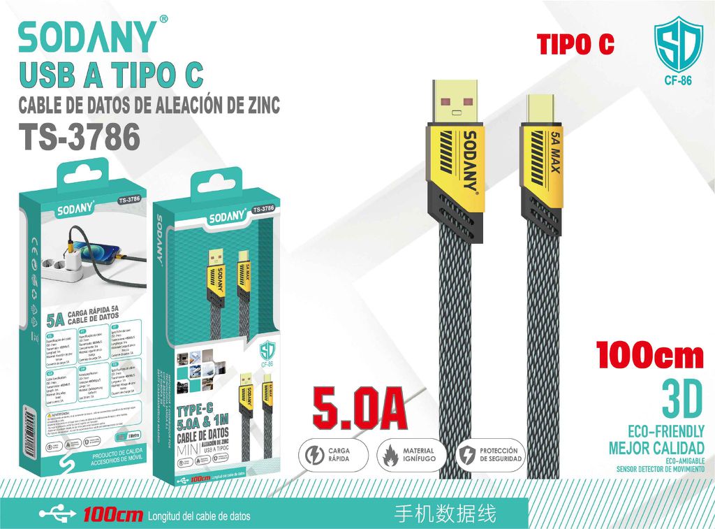 SODANY Cable de Datos USB A Tipo C 5A TS-3786