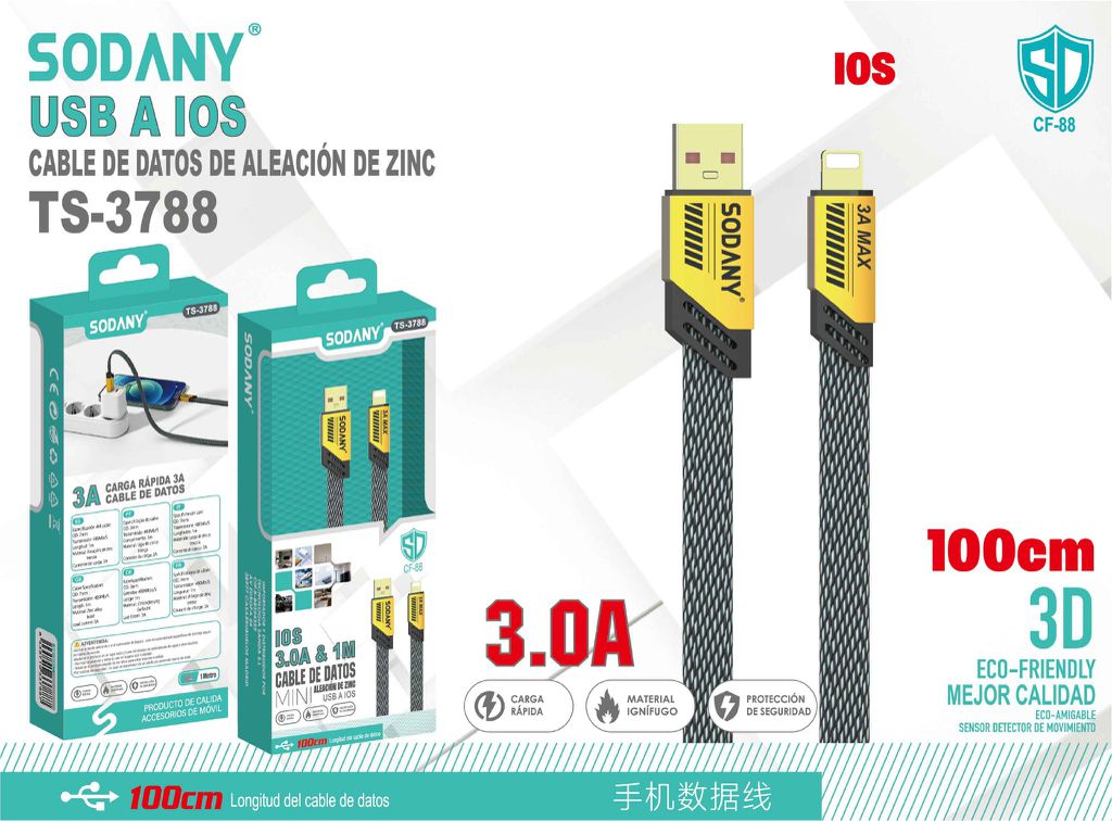 SODANY Cable de Datos USB a iOS TS-3788