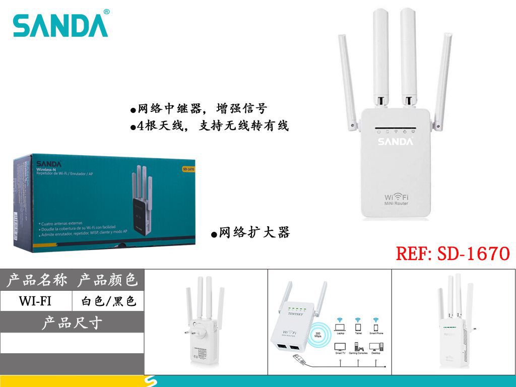 Sanda Receptor WiFi USB Extensor de Señal SD-1670