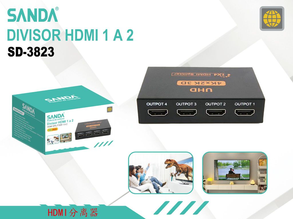 Divisor HDMI 1 a 4 Sanda SD-3823