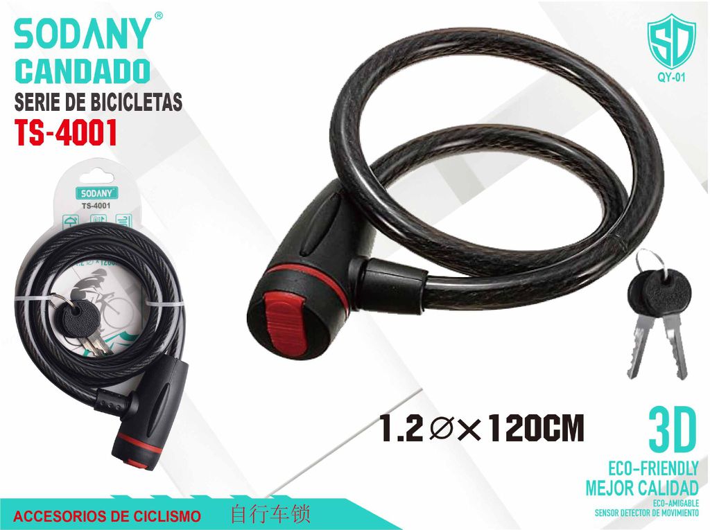 SODANY Candado de Bicicleta TS-4001