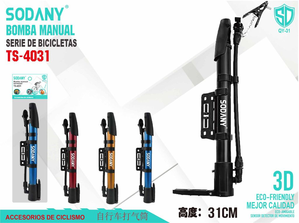 SODANY Bomba Manual de Bicicleta TS-4031