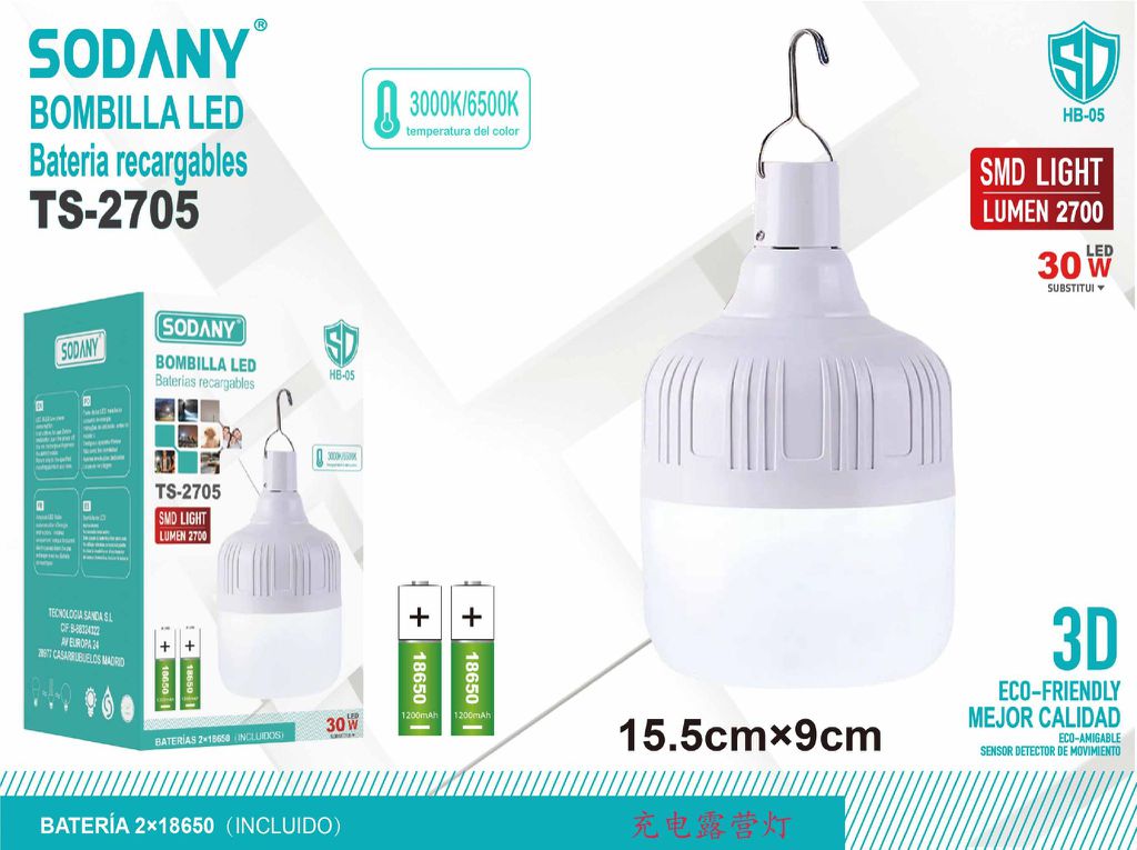 SANDA Bombilla LED Solar SD-5754