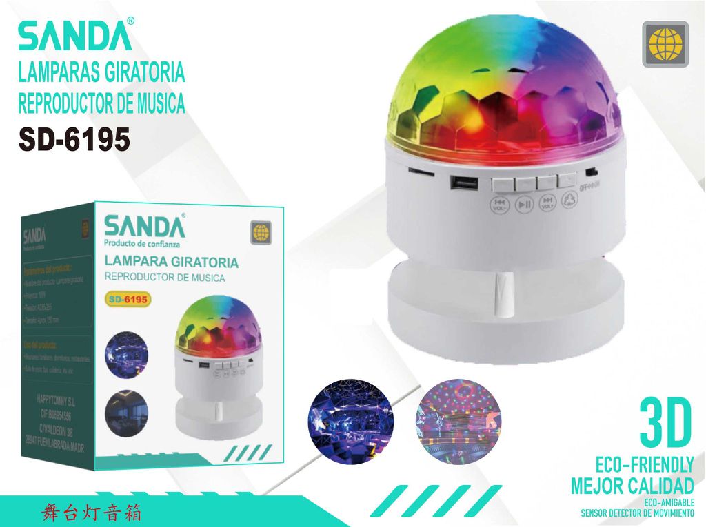 SANDA Lámpara Giratoria con Altavoz SD-6195