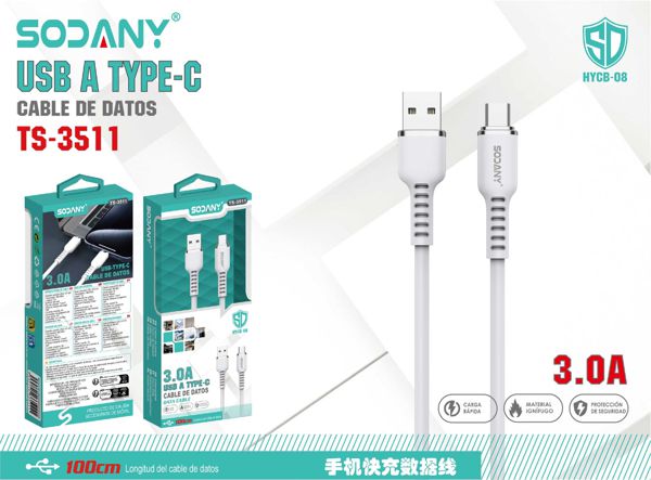 SODANY Cable de Datos USB A a Type-C 3.0A 100cm TS-3511